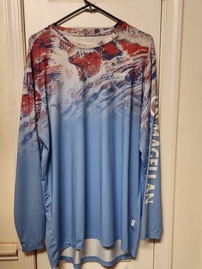 Magellan Outdoors Long Sleeve Performance Shirt - Blue & Red